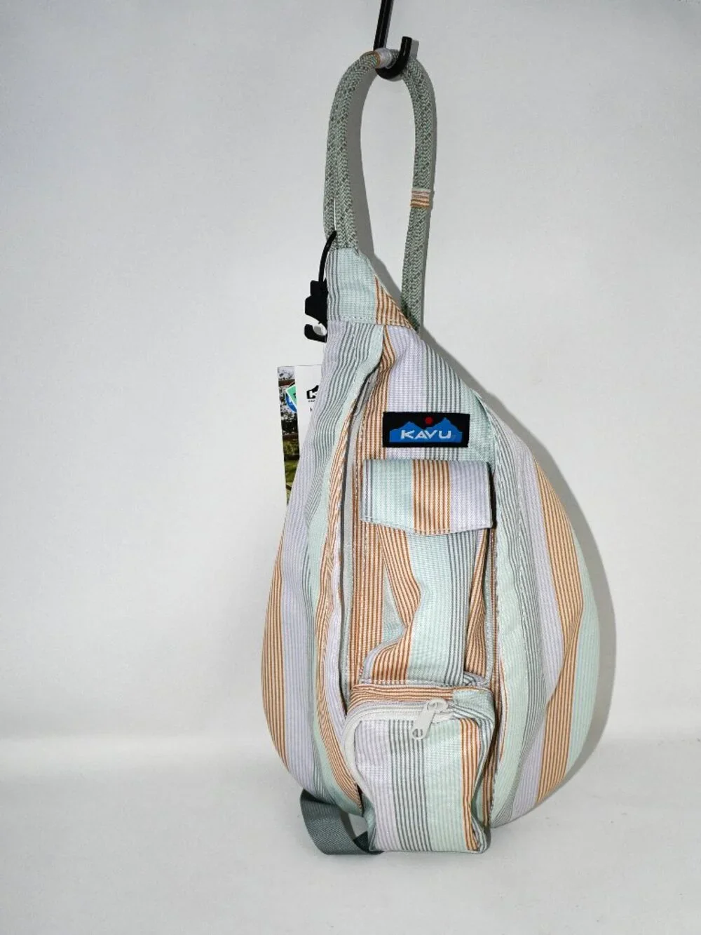 KAVU Mini Rope Sling Serene Stripe #9191-2511 Cotton Canvas Crossbody Backpack